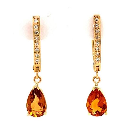 Citrine Diamond Earrings 14k Gold 3.79 TCW Women Certified $1,490 820452 - Picture 7 of 9